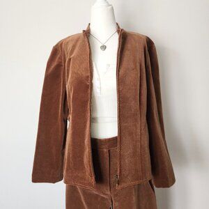 Vintage Talbots Corduroy‎ Jacket Pant Set Camel Brown Size 10 Medium Petite Zip